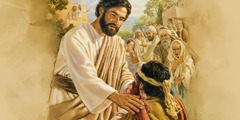 Jezus dela dobro ljudem, ozdravi moškega