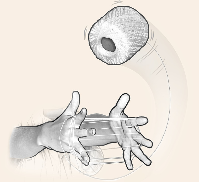 Hands being entangled with string