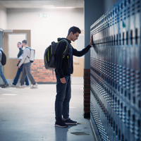 A girl under stress at school