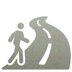 Ilustrasi orang berjalan kaki di sebuah jalan.