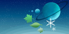 Luonnontieteiden tutkimuskohteita: planeetat, tähdet, lumihiutaleet ja lehdet
