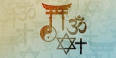 Religious symbols representing different international ways of worship