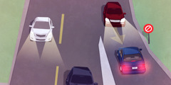 Ein Autofahrer ignoriert ein Straßenschild und wird zum Falschfahrer