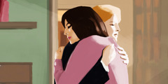 Dos mujeres abrazándose