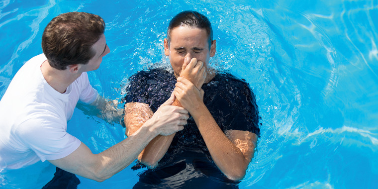 A man being baptized