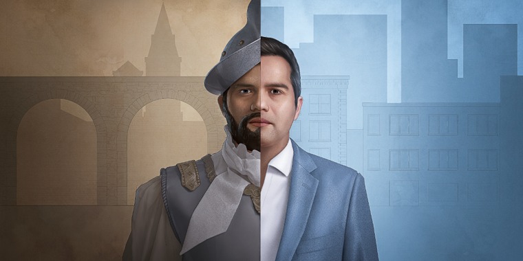 A man in modern and ancient times