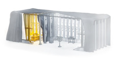 E arca di pacto den un parti di e tabernakel cu yama e Luga Santisimo