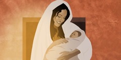 Marie s novorozeným Ježíšem