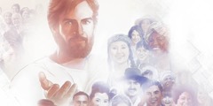 Исус и около него показани хора от различни раси