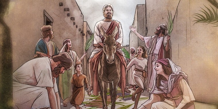 Jesus’ triumphal ride into Jerusalem on a donkey