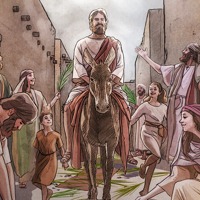 Jesus’ triumphal ride into Jerusalem on a donkey