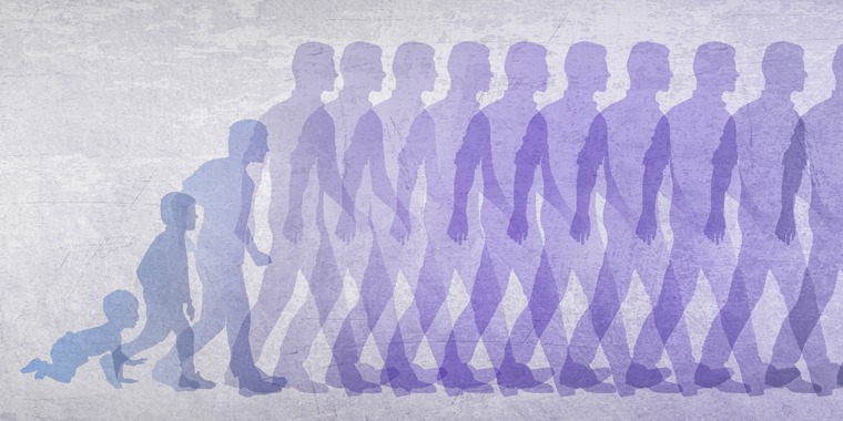 A man grows from babyhood to adulthood