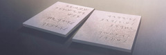 The Ten Commandments on stone tablets