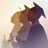 Young people wearing graduation caps and gowns are holding their diplomas