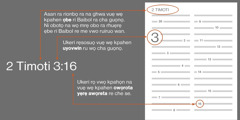 Kerẹ udje, wọ sa vwọ guọnọ awọreta ri Baibol efa, reyọ 2 Timoti 3:16 vwo ruiruo. Ẹbẹre ra rionbọra na dje kẹ wẹ ẹbe ri Baibol efa rẹ wo se rhie, kerẹ ọbe ri 2 Timoti (ni obo ra rhuẹrẹ ẹbe ri Baibol na nene ohwohwo wan vwẹ obotọ). Ukeri rẹsosuọ na dje kẹ wẹ uyovwin rẹ wọ guọnọ rhie kerẹ uyovwin 3. Ukeri yẹrẹ ukeri buebun re vwọ kpahọn na dje kẹ wẹ awọrota yẹrẹ awọreta rẹ wo che se kerẹ awọrota 16.