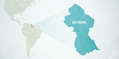 Bản đồ hiển thị Guyana