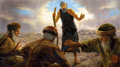 Job stands before Eliphaz, Bildad, and Zophar