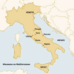 Qo na veivanua e Itali e tiko kina o Dorina Caparelli, e vunau kina qai tiko ena soqo ni veiwasewase: Veneto, Perugia, Terni, Pescara, Sicily, Naples, Roma, Viterbo.