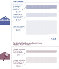 Swifaniso leswi hlanganisiweke: Girafu leyi kombaka tinhlayo ta Tiholo ta Mfumo leti lavekaka sweswi ni hlaya ya Tiholo leti nga ta laveka hikwalaho ko tala ka nhlayo ya vanhu. 1. Tiholo ta mfumo leti lavekaka: 1 179; tindhawu to khomela tinhlengeletano ta vandlha leti lavaka ku cinciwa: 1 367; Tiholo ta Mfumo leti lavaka ku siviwa hi tin’wana: 4 672; Nhlayo hinkwayo: 7 218, 2. Tiprojeke ta Tiholo ta Mfumo letintshwa hi lembe: 699; Tiprojeke to antswisa Tiholo ta Mfumo hi lembe: 2 028.