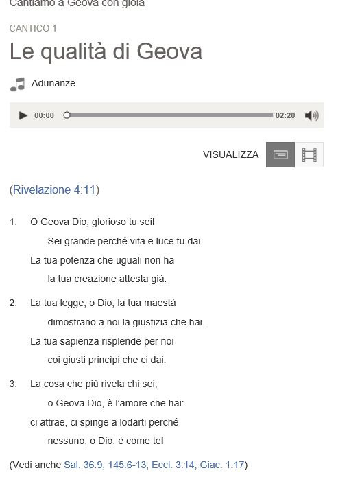 scaricare cantici dei testimoni di geova da